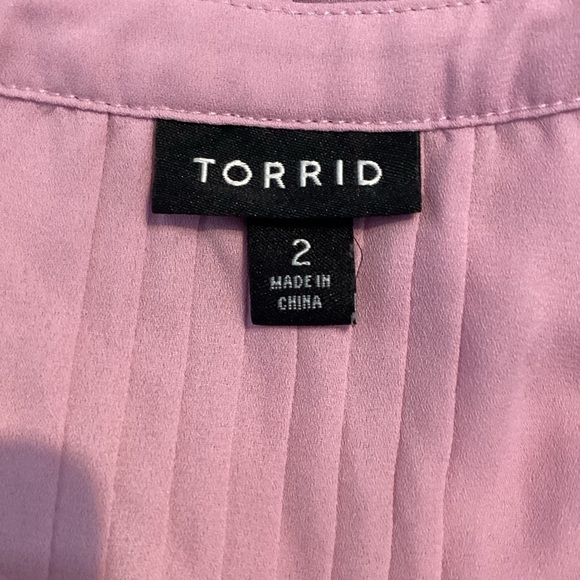 Torrid Mauve Mist Georgette Smocked Blouson Sleeve Blouse Size 2X Feminine Boho - Picture 6 of 7